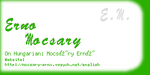erno mocsary business card